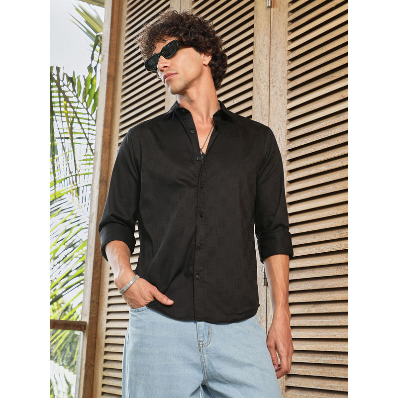 Campus Sutra Men Black Solid Casual Shirt (M)