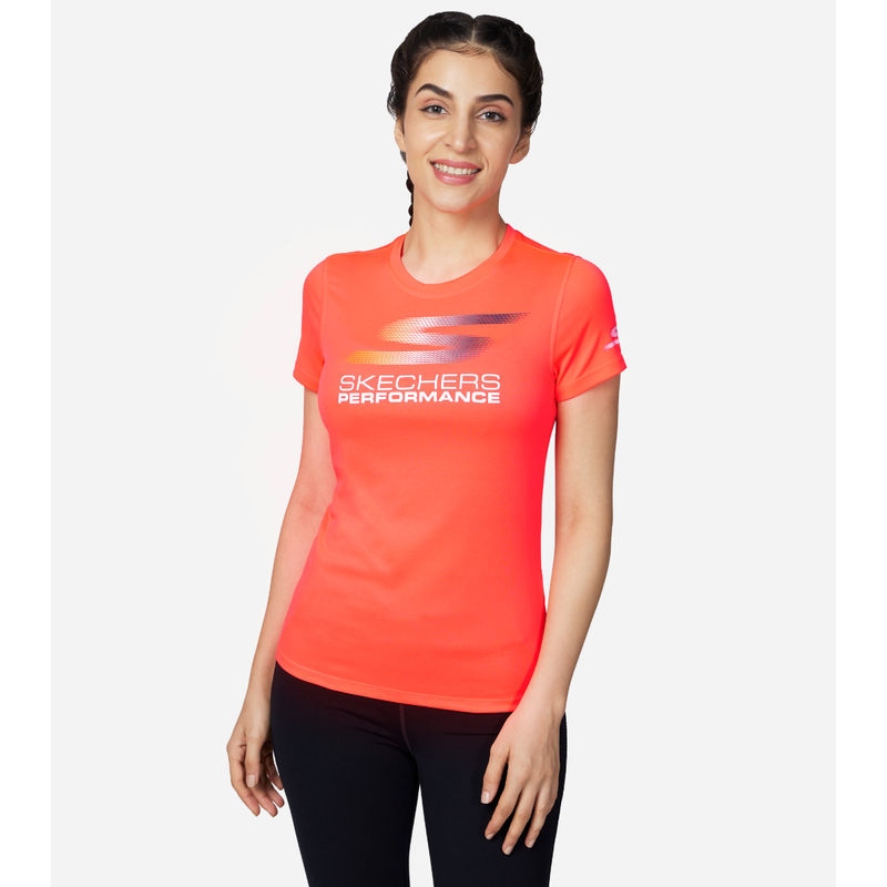 Skechers t clearance shirt womens orange
