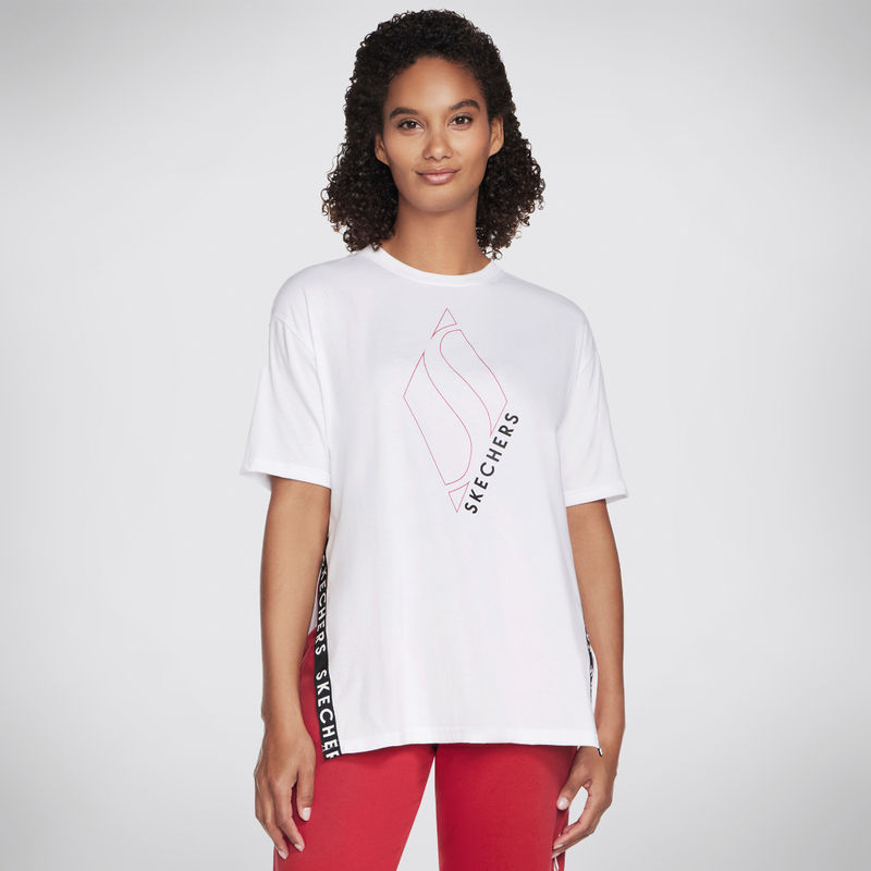 SKECHERS Diamond Logo Tape Tee TShirt White Buy SKECHERS Diamond Logo