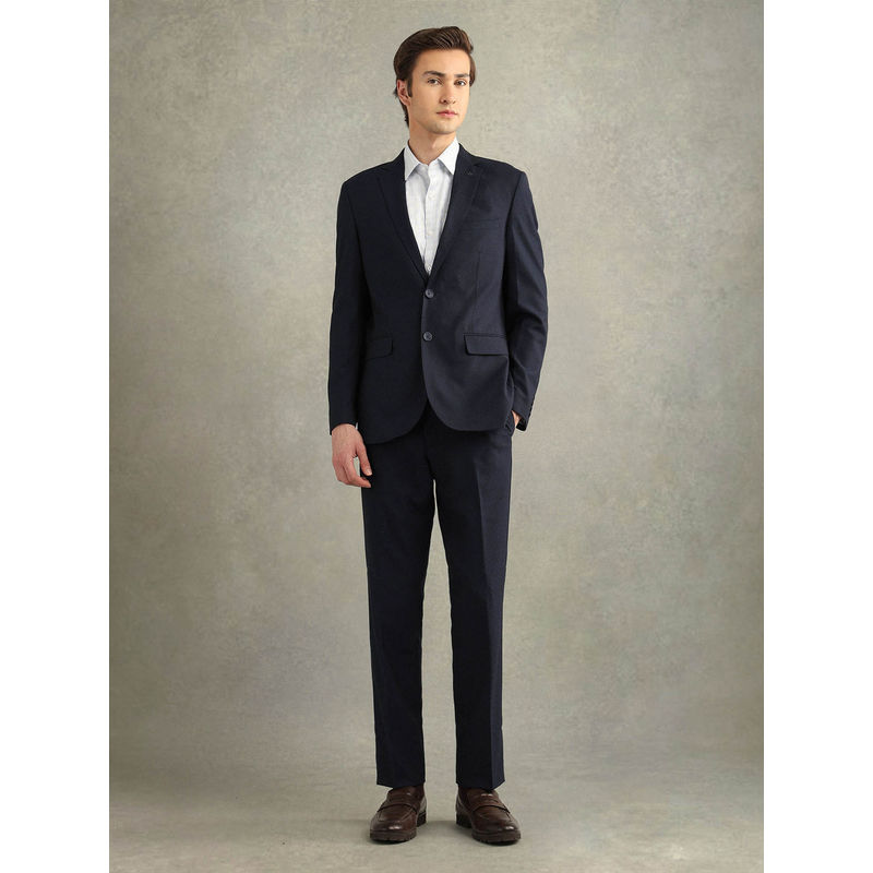 Arrow Men Blue Tailored Fit Jacquard Two Piece Suit (Set of 2) (36)