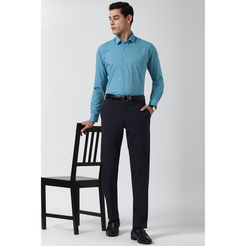 Peter England Men Blue Full Sleeves Formal Shirt (44)