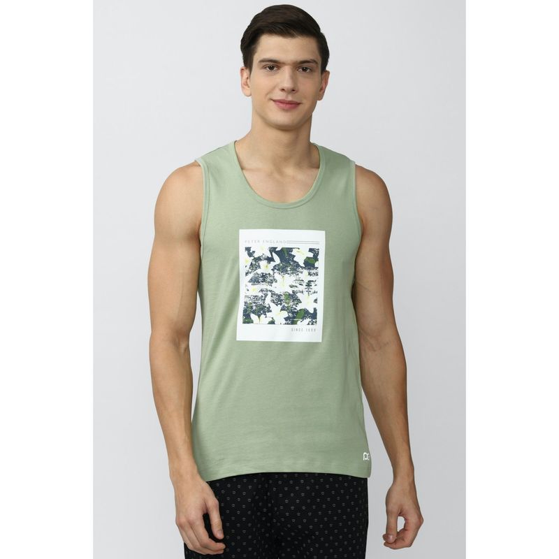 Peter England Men Green Tank Top (M)