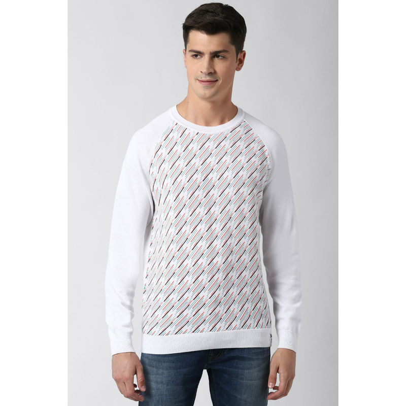 Peter England Men White Sweater (L)