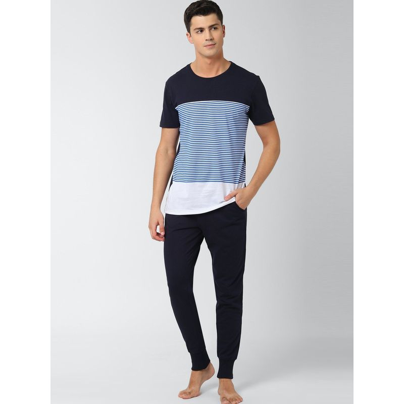 Peter England Navy T-shirt Joggers Combo (S)