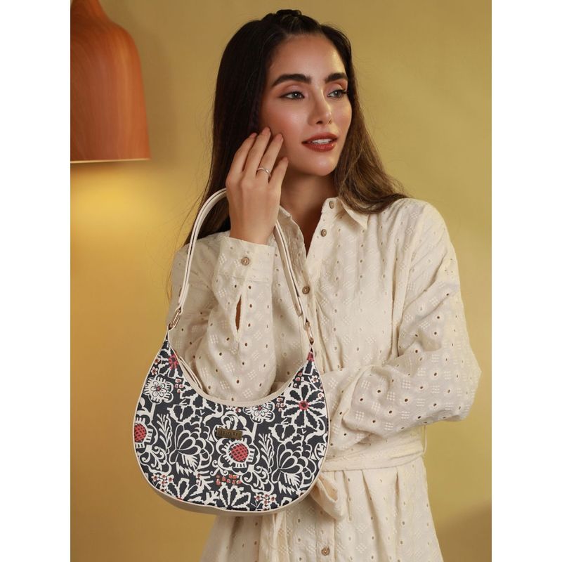 Priyaasi Black Floral Motif Saddle Bag Buy Priyaasi Black Floral Motif Saddle Bag Online at