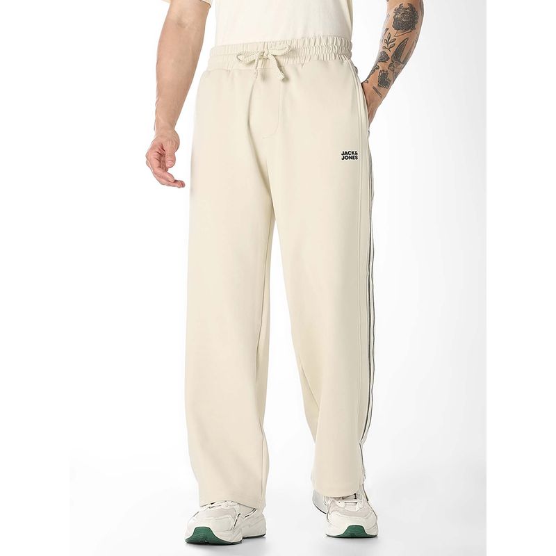 Jack & Jones Beige Solid Plain Casual Trackpant (36)