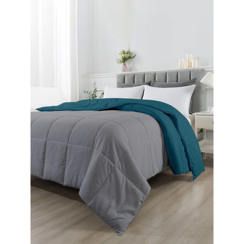 Razzai Reversible Microfiber Ac Room Teal & Grey 100 Gsm Comforter| King Bed