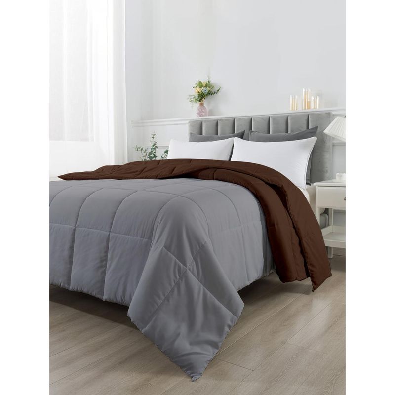 Razzai Reversible Microfiber Ac Room Brown & Grey 100 Gsm Comforter| King Bed