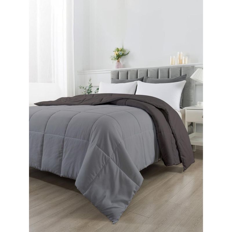 Razzai Reversible Microfiber Ac Room Dark Grey & Grey 100 Gsm Comforter|Single Bed