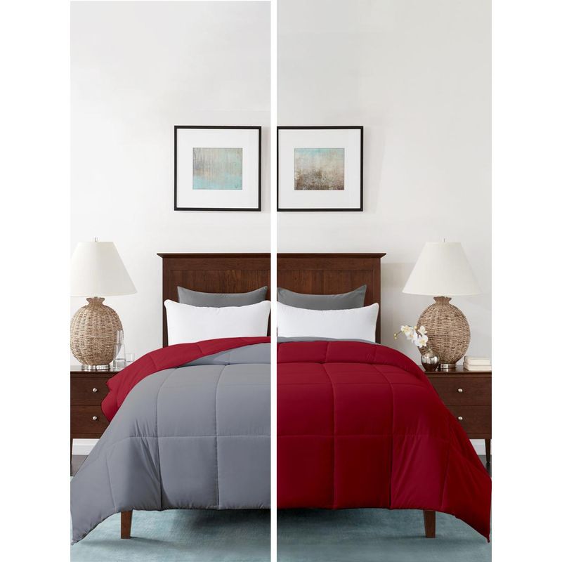 Razzai Microfiber 200Gsm Reversible All Weather Comforters |Burgundy & Grey|Single Bed