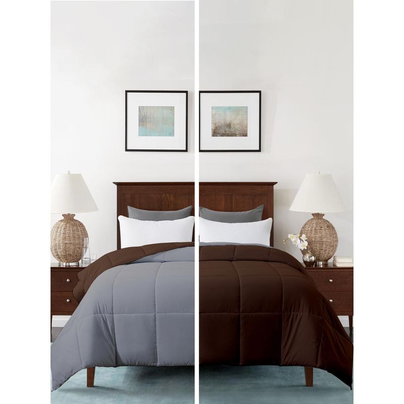 Razzai Microfiber 200Gsm Reversible All Weather Comforters |Chocolate & Grey|Single Bed