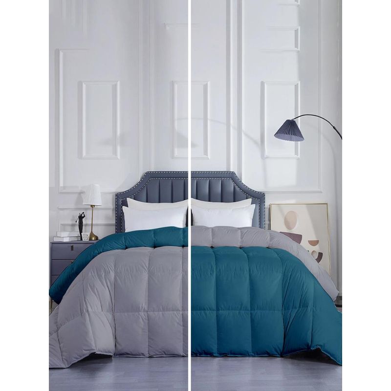 Razzai Microfiber 300Gsm Mild Winter Reversible Single Bed Comforters|Teal & Greys