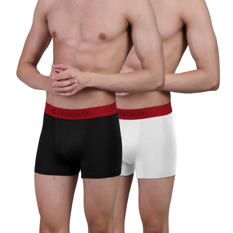 FREECULTR Mens Underwear AntiBacterial Micromodal AntiChaffing Trunk, Pack of 2 - Multi-Color (S)