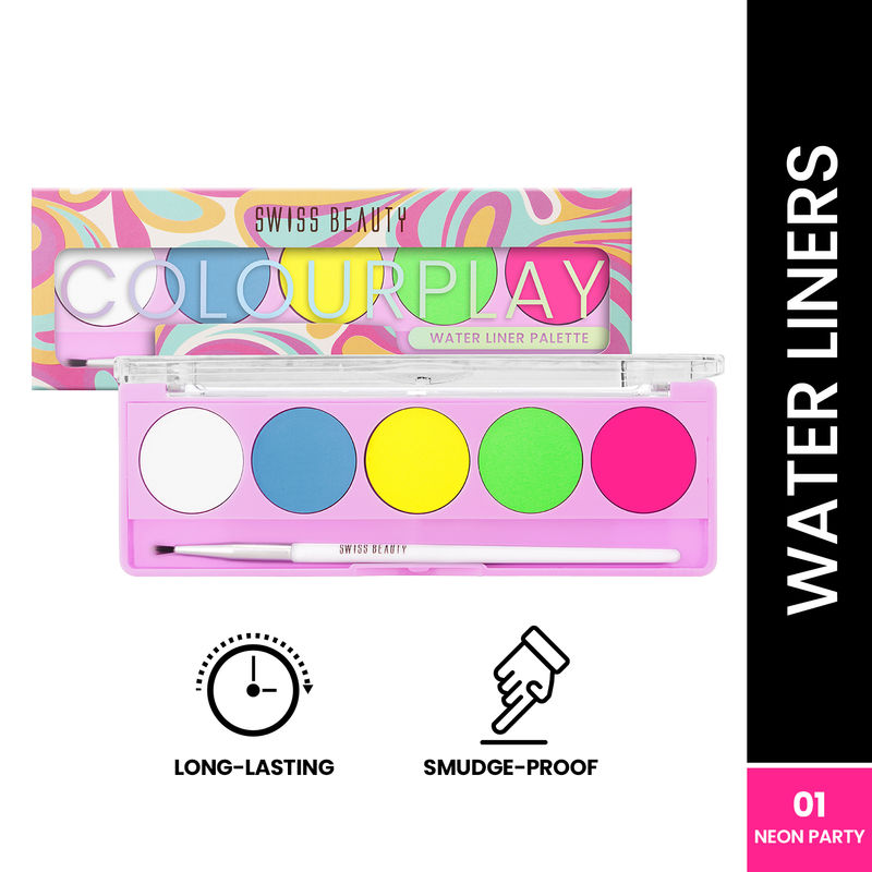 Swiss Beauty ColourPlay 5 in 1 Water Eyeliner Palette - Neon Party