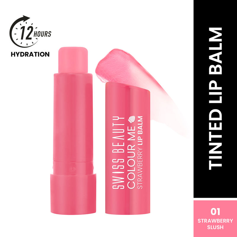 Swiss Beauty Colour Me Tinted Lip Balm For Dry With SPF 15 , Shea Butter and Vitamin E-1 Strawberry