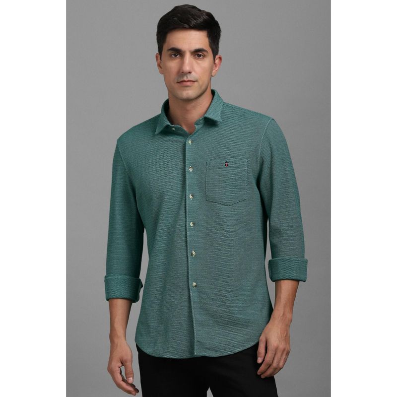 Louis Philippe Men Green Print Full Sleeves Casual Shirt (40)