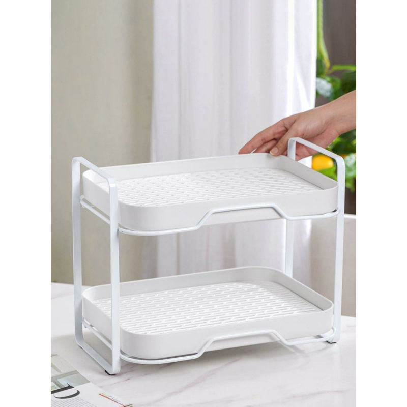 Buy Nestasia White Double Decker Metal Organiser Rack Online
