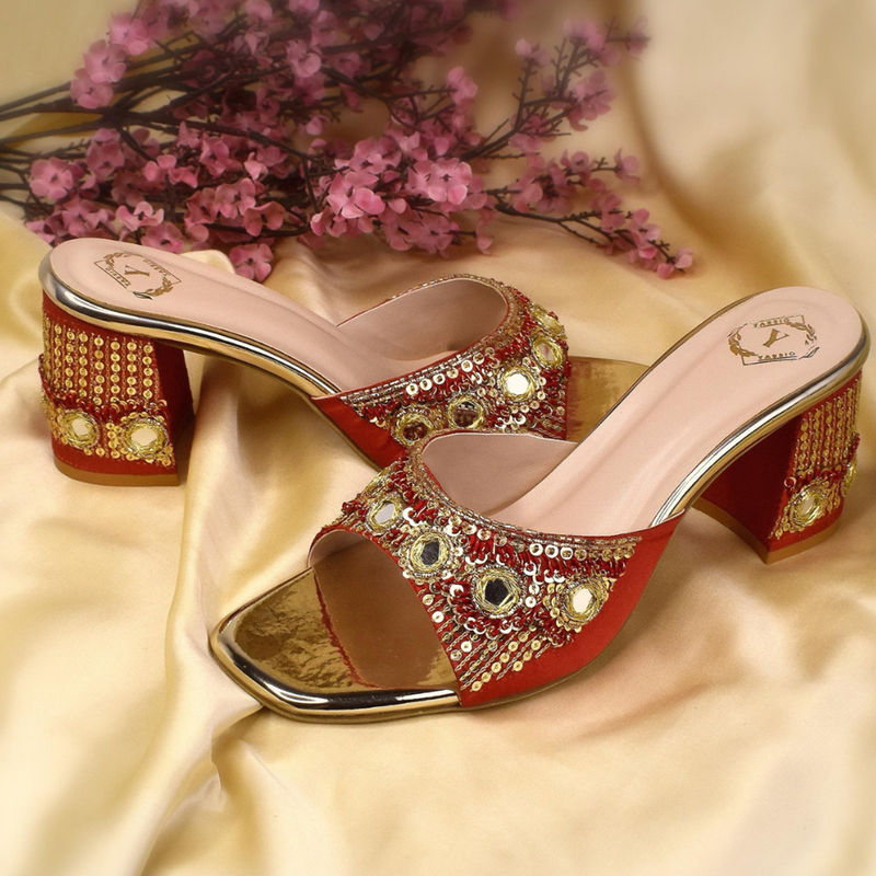 YASSIO Women Red Begum Heels (EURO 36)