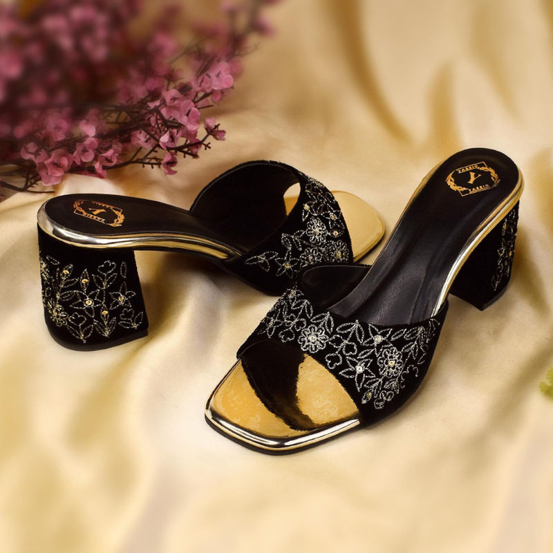 YASSIO Women Black Kasbah Heels (EURO 37)