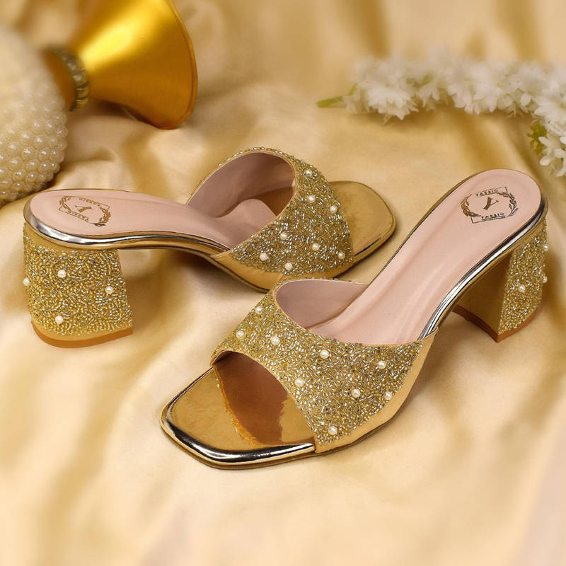 YASSIO Women Gold Ofreen Heels (EURO 36)