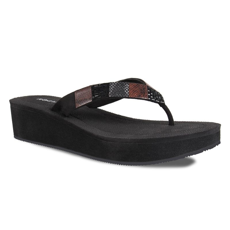 ROCIA By Regal Women Solids Brown Thong Strap Wedge With Stone Work (EURO 40)