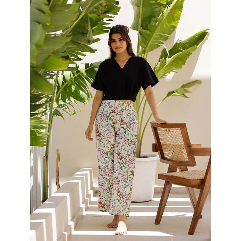 SAY Floral Printed Pure Cotton Night Suit (Set of 2) (2XL)