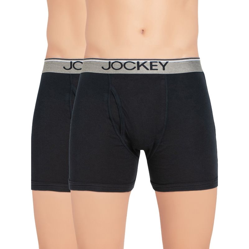 Jockey 8009 Men Cotton Boxer Brief with Ultrasoft Waistband - Navy Blue (Pack of 2) (L)
