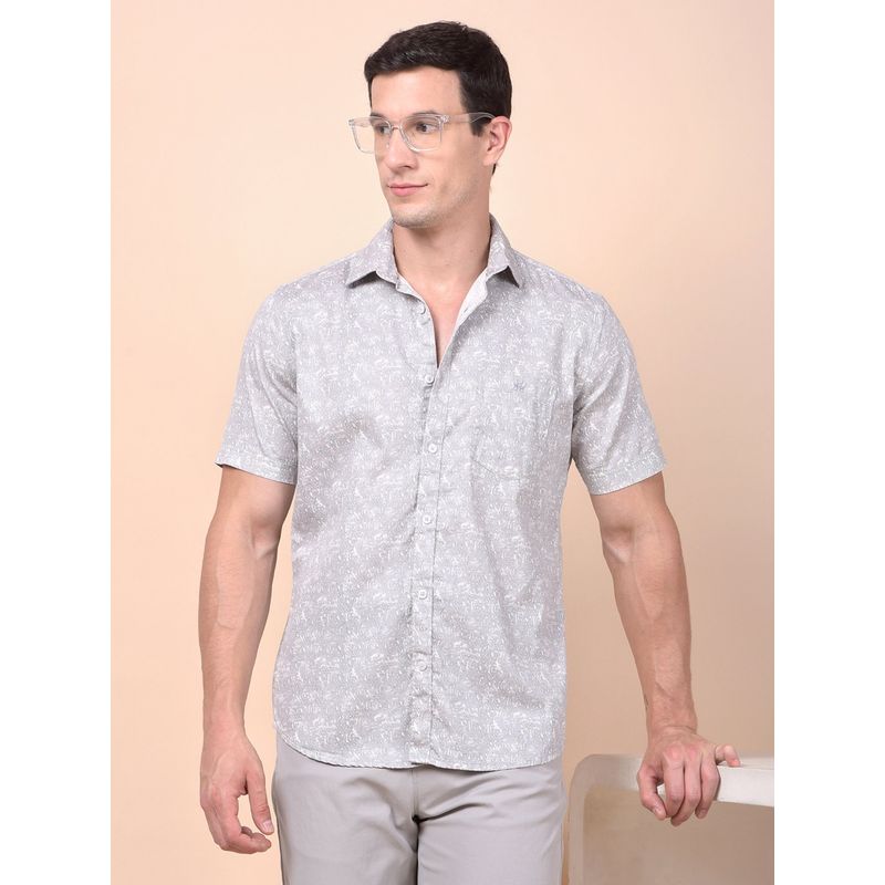 CRIMSOUNE CLUB Men Grey Printed Shirt (S)