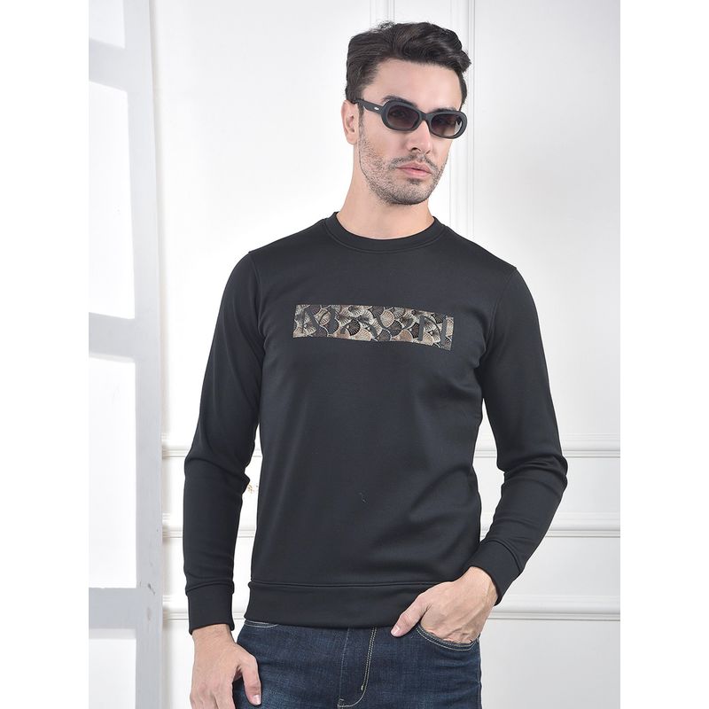 CRIMSOUNE CLUB Men Black Graphic Print Sweatshirt (S)