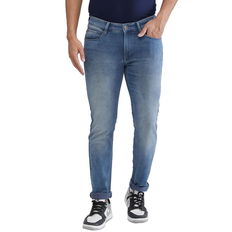 Park Avenue Super Slim Fit Solid Dark Blue Jeans (38)