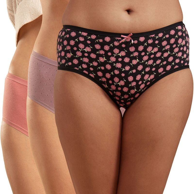 Nykd by Nykaa Hipster Panty with Outer Elastic-NYP033-Assortment 3 Multi-Color (Pack of 3) (L)