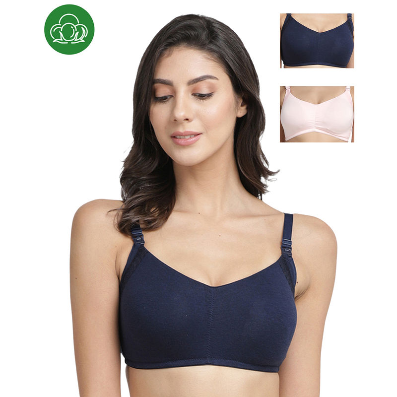 Inner Sense Organic Antimicrobial Soft Feeding Bra with Removable Pads Pack of 3 - Multi-Color (32B)