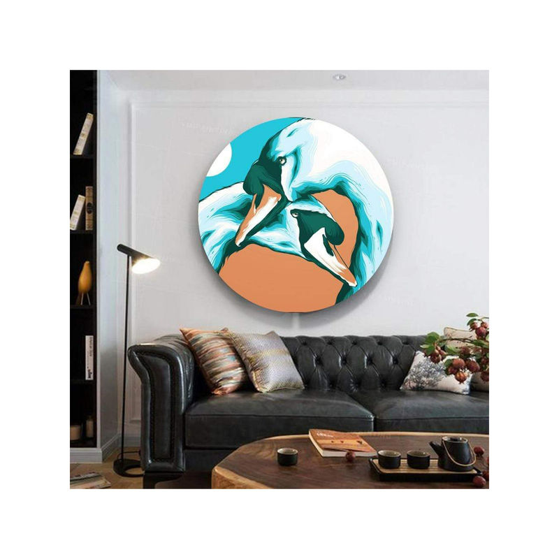 The Artment Pair Of Mute Swans Canvas Matte Finish Blue (Small)