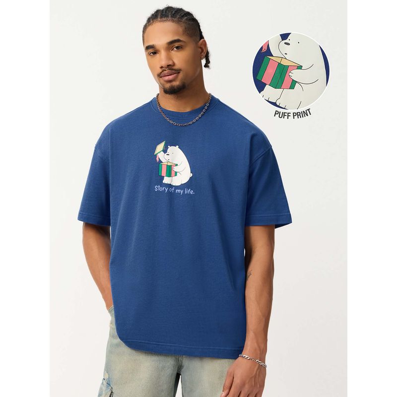 The Souled Store Blue Story Of My Life Men Oversized T-Shirt (L)