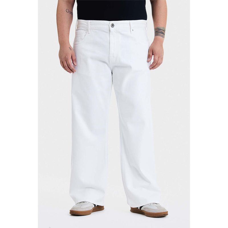 Snitch Men White Denim Relaxed Casual Jeans (40)