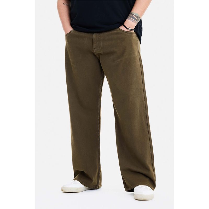 Snitch Men Brown Denim Relaxed Casual Jeans (40)