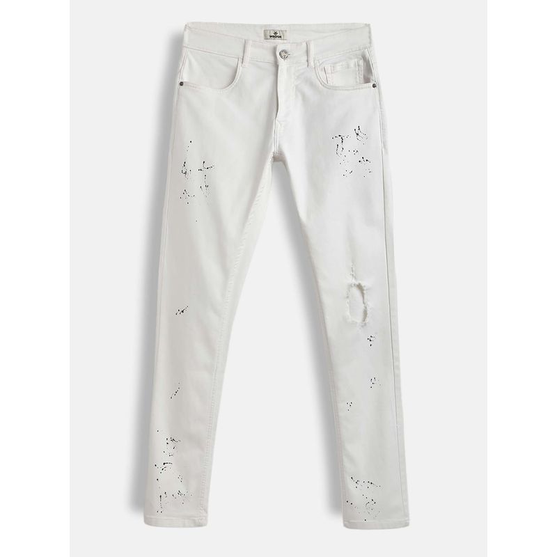 WROGN Men White Distressed Slim Fit Jeans (38)