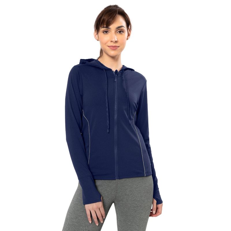 Amante Blue Full Sleeve Flaunt Hoodie Jacket (M)