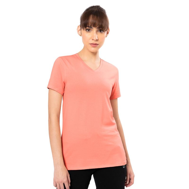 Amante Pink Short Sleeve V-Neck Energize Active T-Shirt (L)