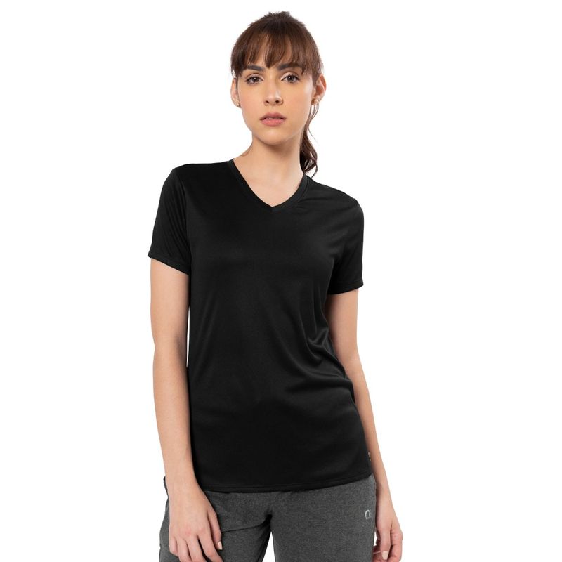 Amante Black Short Sleeve V-Neck Energize Active T-Shirt (L)