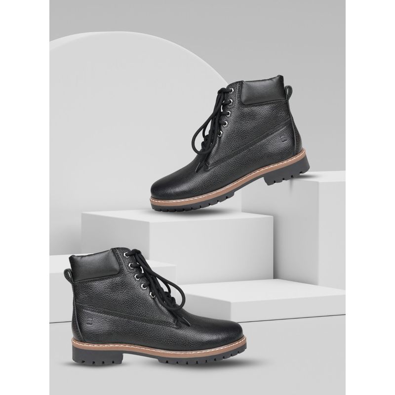 EZOK Black Lace-Up Leather Casaul Boots for Man (UK 7)