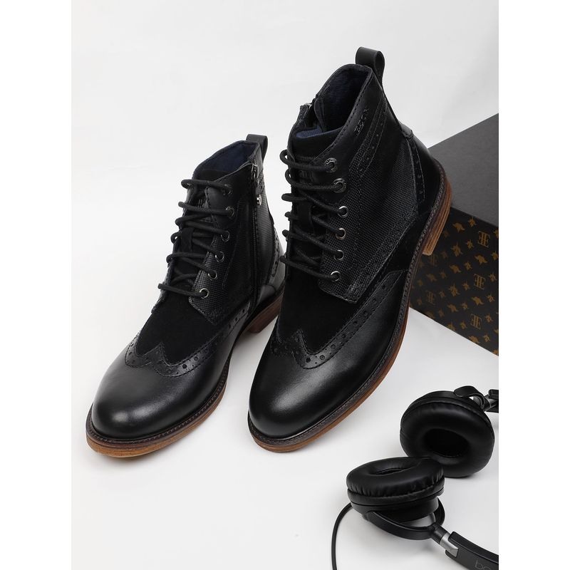 EZOK Black Lace-Up Leather Brogues Boots for Man (UK 7)
