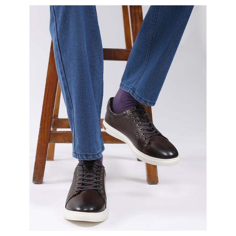 Monte Carlo Mens Leather Casual Sneakers - Brown (UK 10)