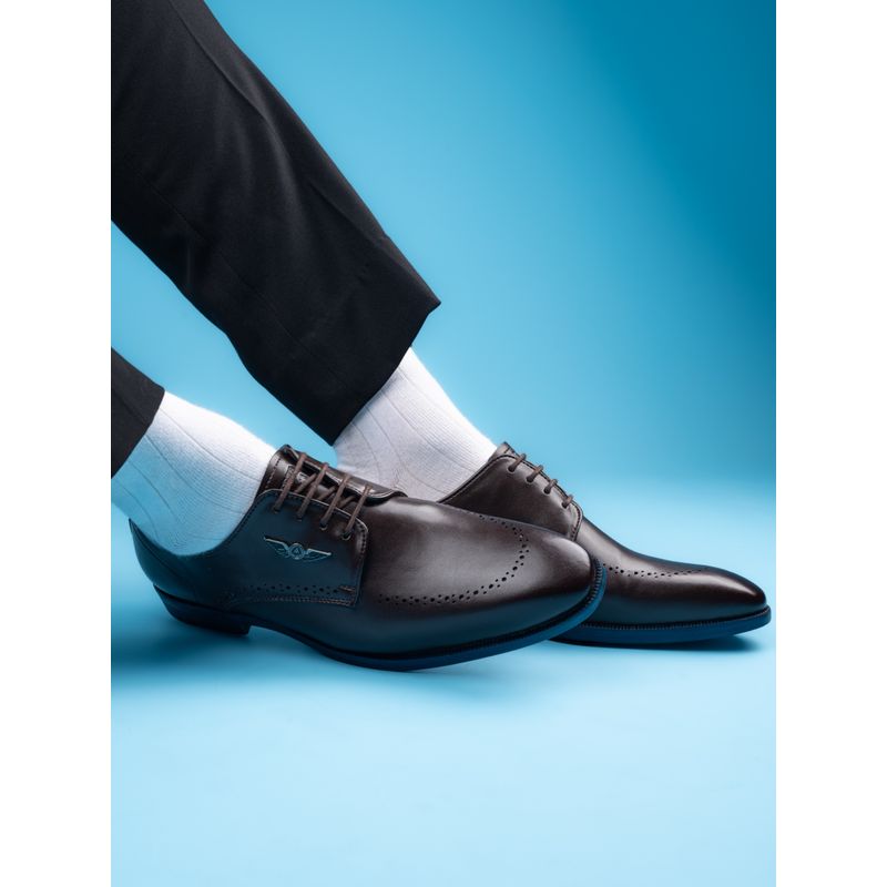 Alberto Torrisi Mens Blue Stride Series 607 Branded Sole Brown Brogues - Black (UK 7)