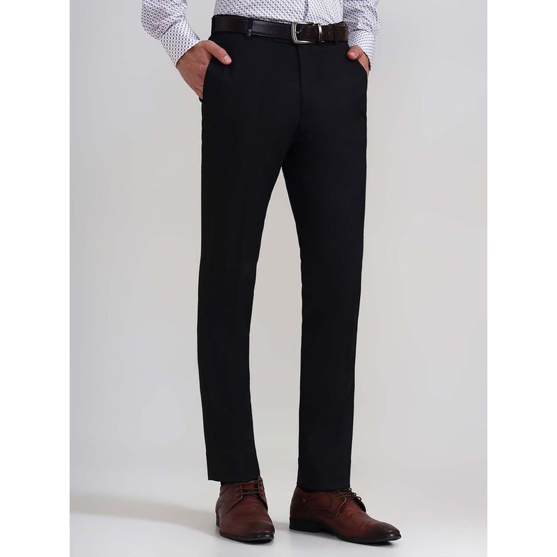 Wyre Black Solid Slim Fit Formal Trouser (32)