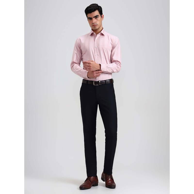 Greenfibre Navy Blue Solid Formal Trouser (32)