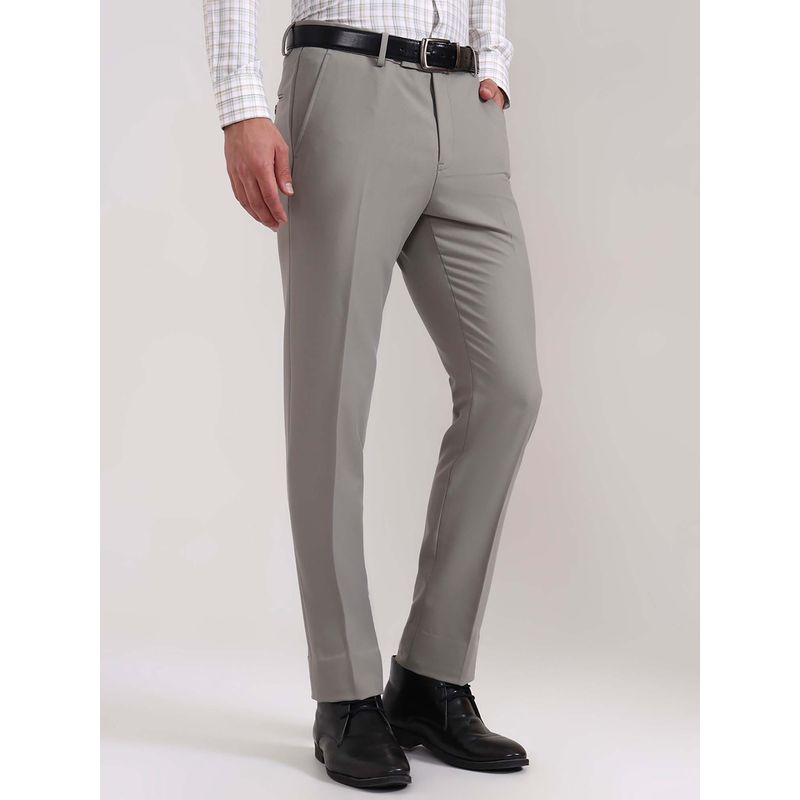 Metal Pista Grey Slim Fit Formal Trousers (34)