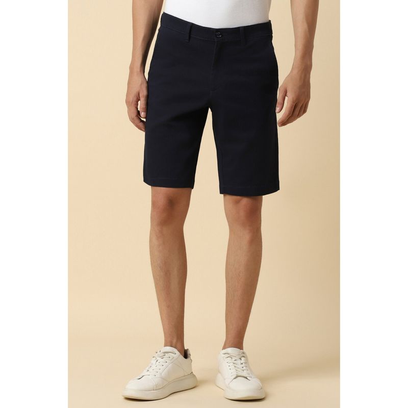 Allen Solly Men Navy Blue Solid Slim Fit Shorts (40)