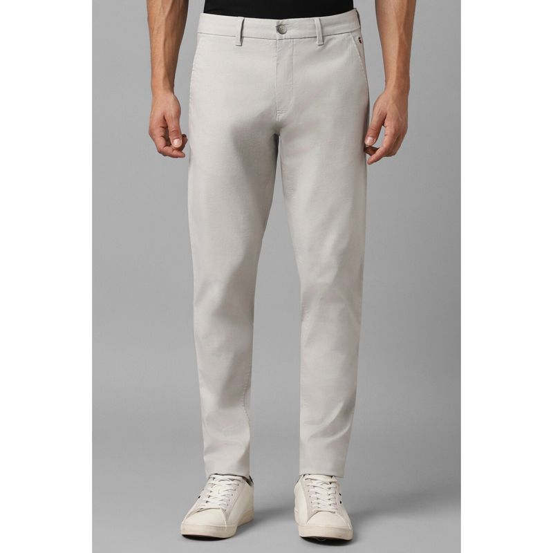 Louis Philippe Men Grey Smart Fit Solid Flat Front Casual Trousers (32)