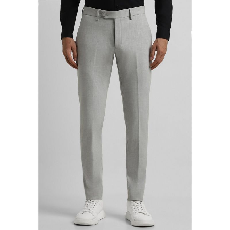 Peter England Men Grey Solid Super Slim Fit Formal Trousers (32)